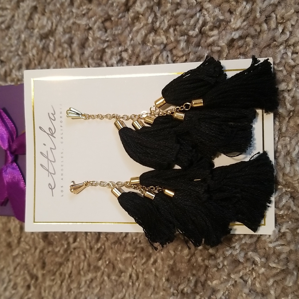 Ettika fringe earrings black and gold